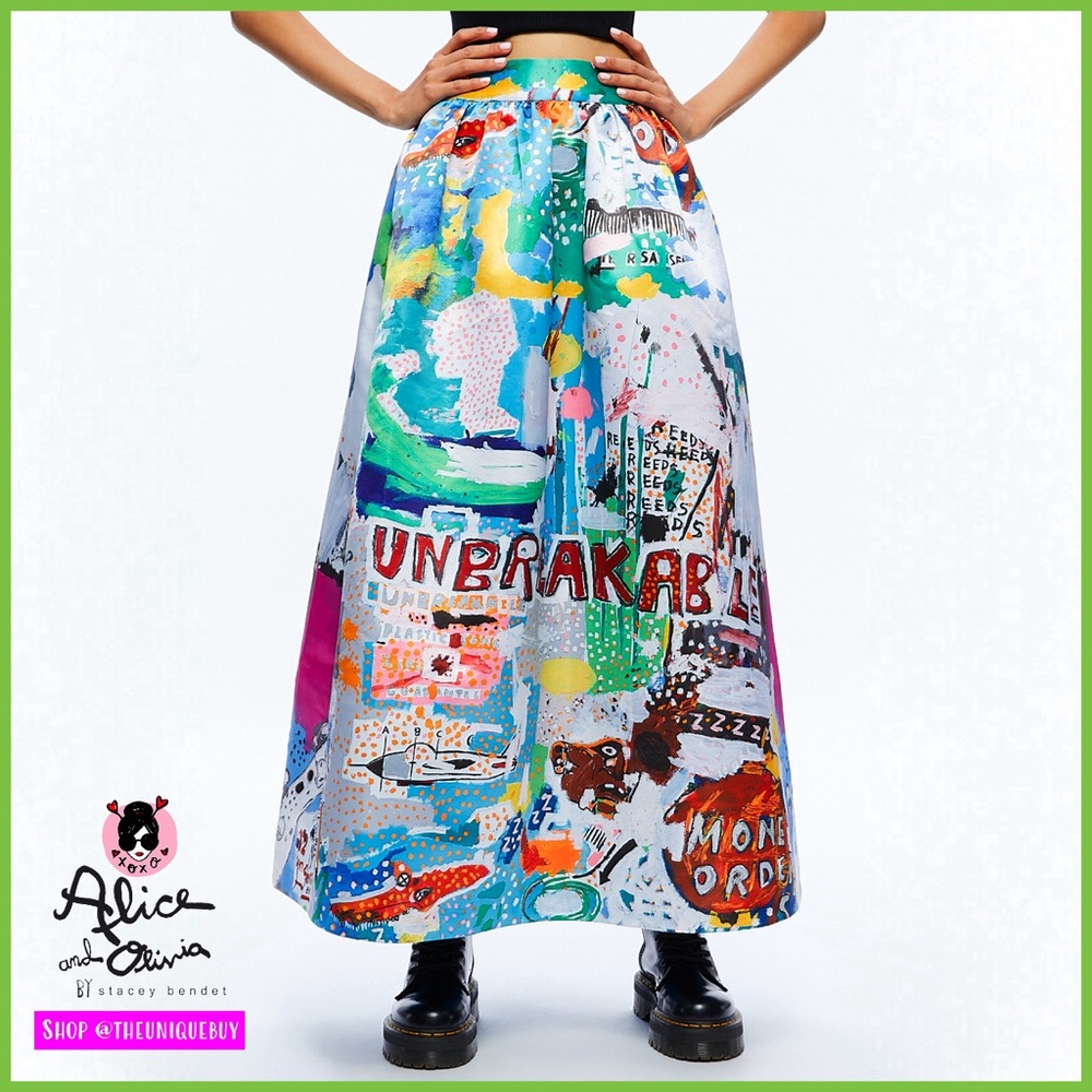 Alice + Olivia Multicolor Graphic Maxi Skirt